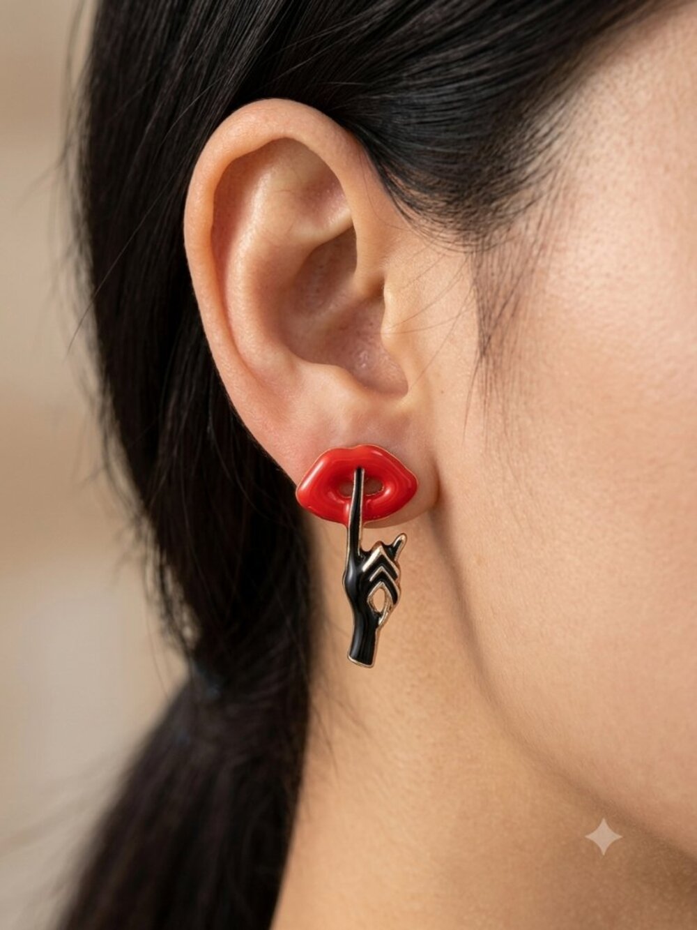 Pop Art Lips & Hands Studs Earrings